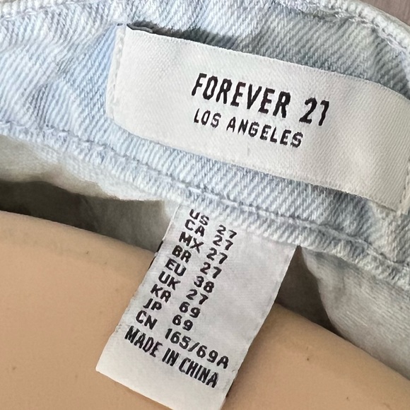 F21 skirt lace up corset denim jean light wash western boho sexy cute - Picture 3 of 4